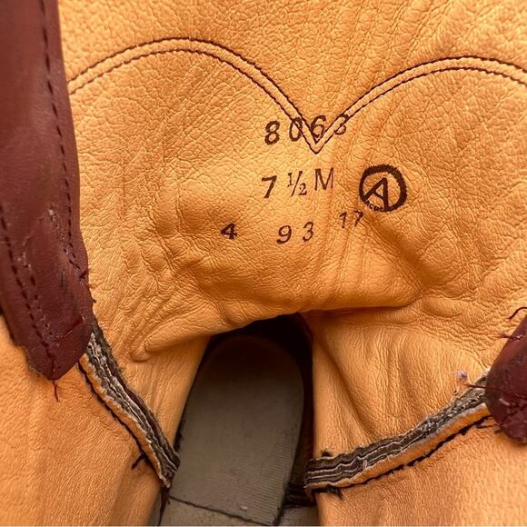 Vintage 80s Acme Boots Burgundy Roper Pull On Cowgirl Boots 7 1/2M - Picture 7 of 8